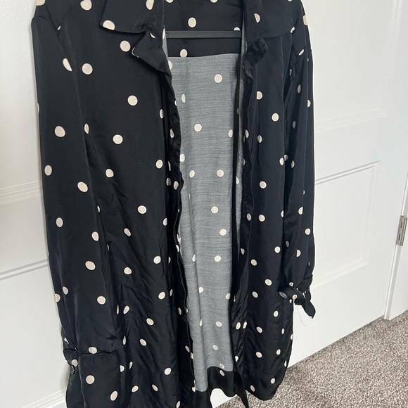 Polka dot lounge viscose set: long shirt and pants - Picture 4 of 8
